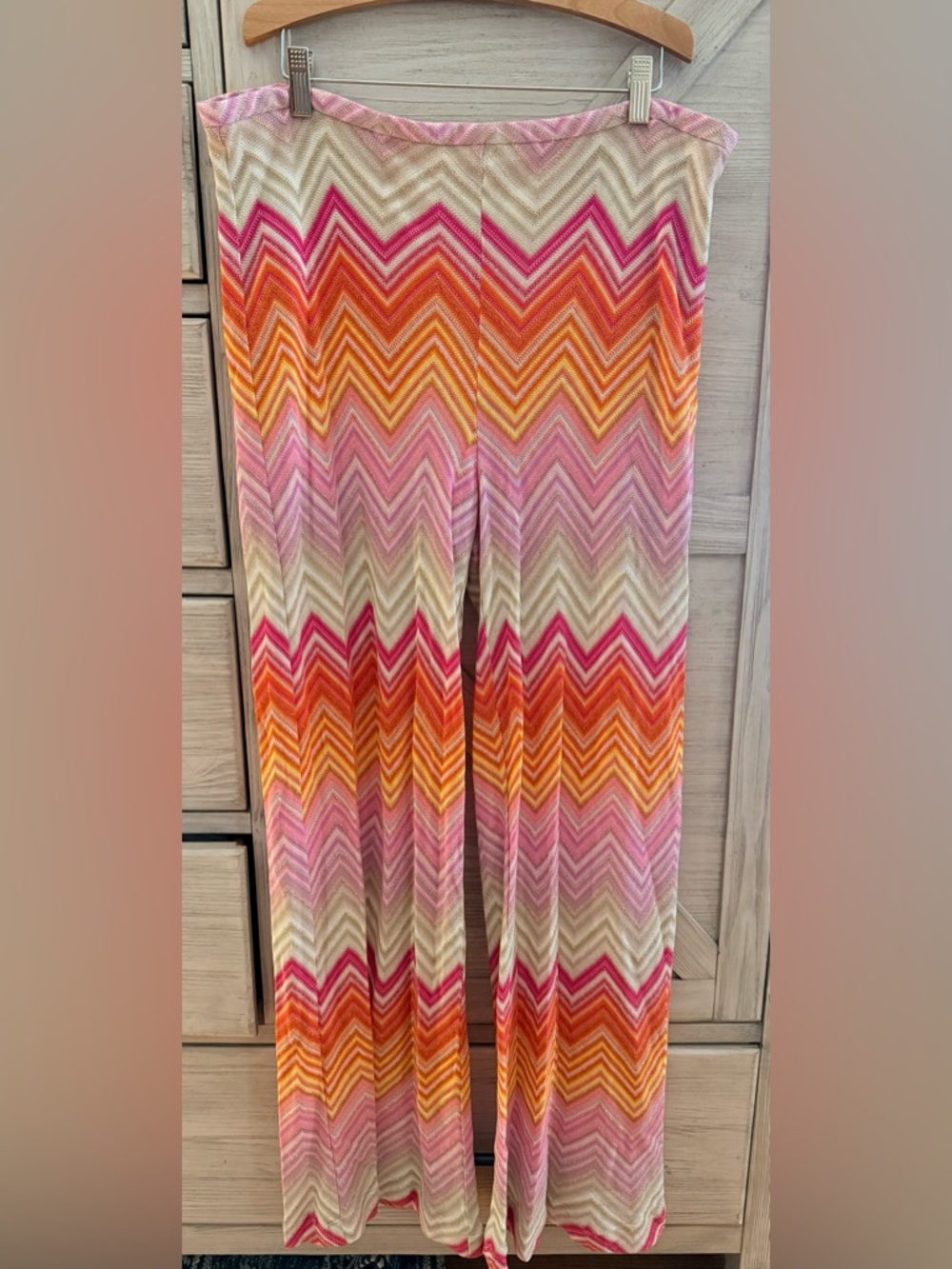 Trina Turk Penelope Pant-Pink Orange swim cover up Chevron sz 14 NWT - Picture 3 of 10